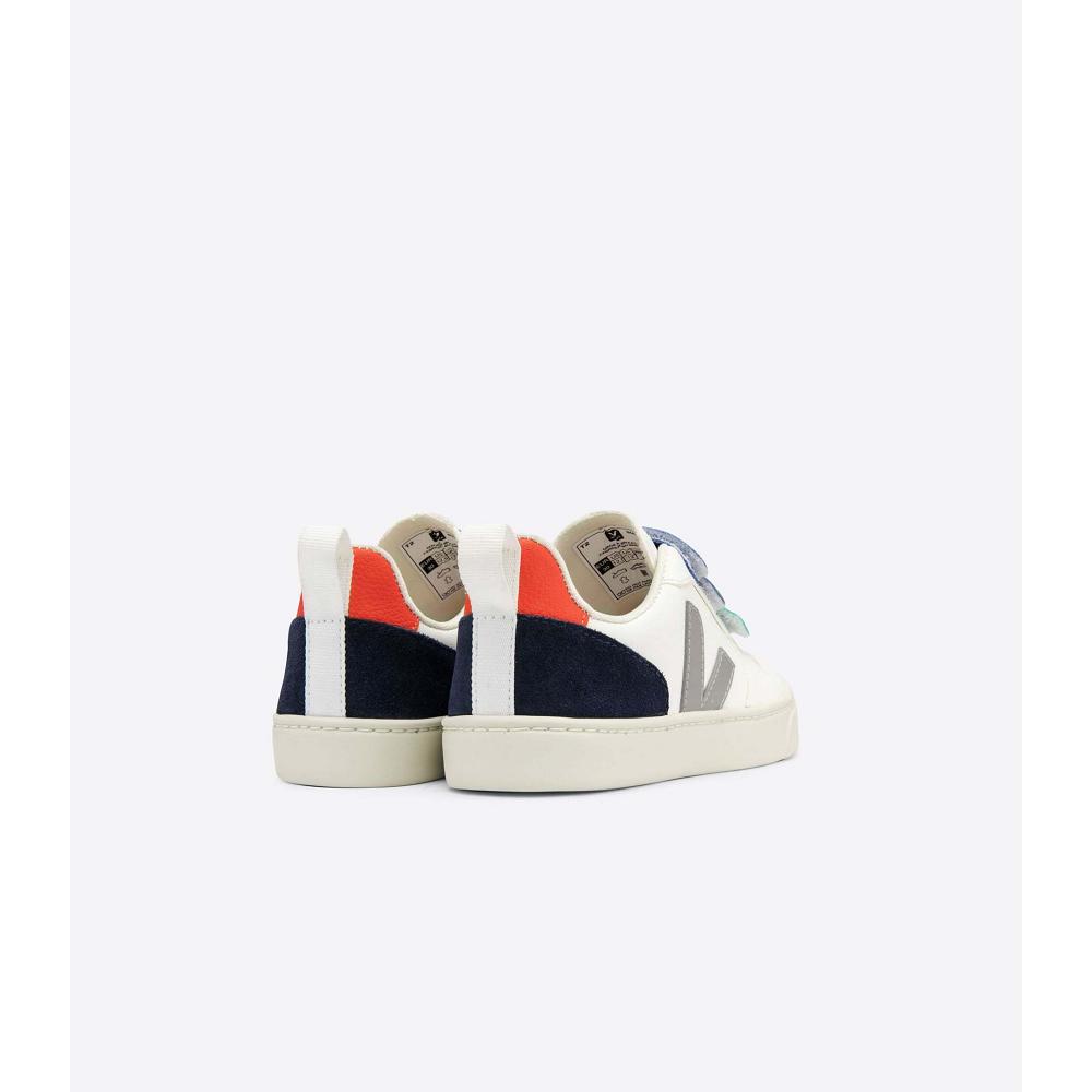 Veja V-10 CHROMEFREE Topanky Detske White/Blue | SK 742NWY